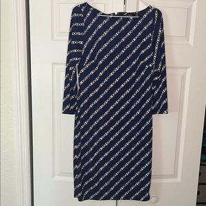 Lauren Ralph Lauren Navy Blue Chain Pattern Dress Size 6